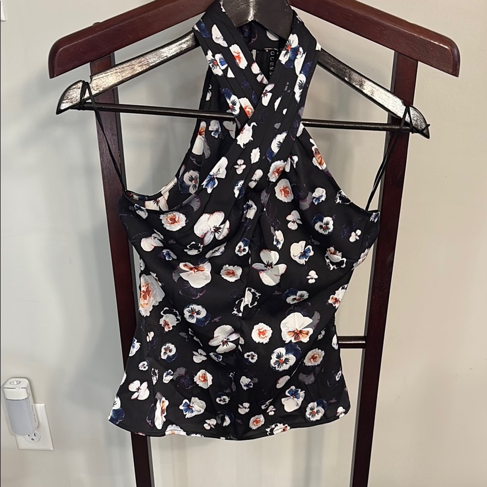 2 for $40 Guess Black Floral Halter Top